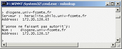 Configuration DNS et DDNS "tres Bonne" NSLookupDiogene~univ-fcomte~fr