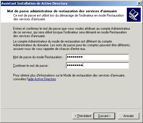 windows 2003   installation de active directory