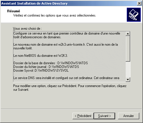 windows 2003   installation de active directory