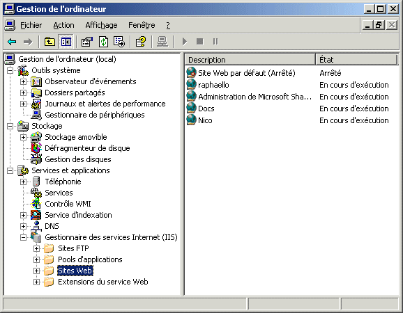 Windows 2003 : Administration - La gestion de l'ordinateur - Les ...